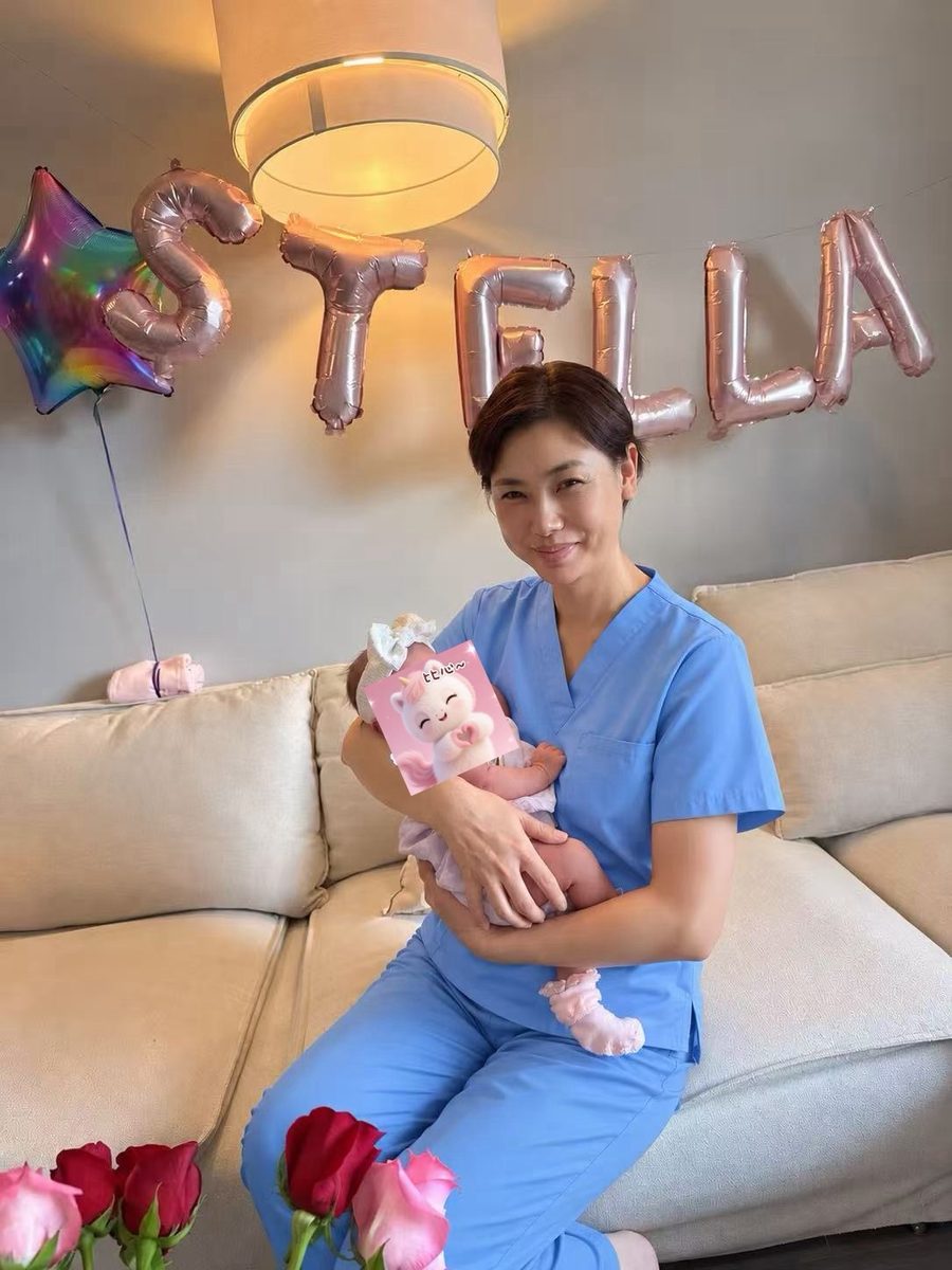 Ivy with a newborn